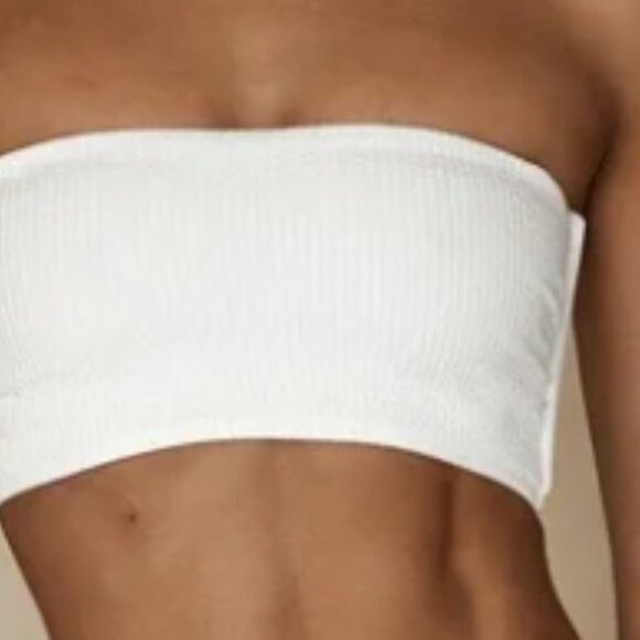 Monday Swimwear White Sand Crinkle Bora Bora Bandeau Top - Picture 1 of 4